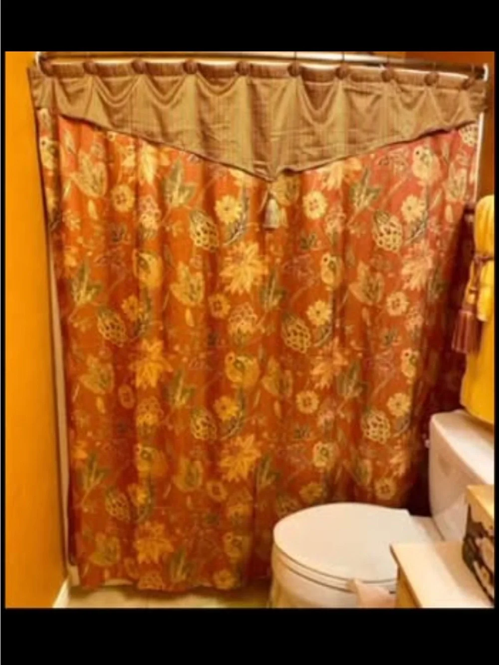 Vintage Tweel Floral Paisley Shower Curtain w/ Valance